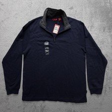 Izod Sweater Mens Large Navy Quarter Zip Mock Neck Pullover NWT Long Sleeve