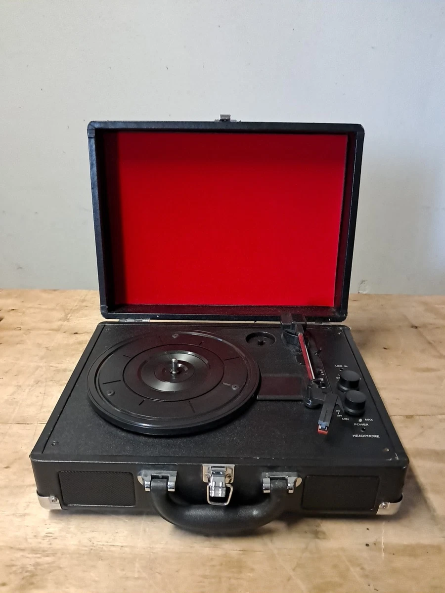 Giradischi in vinile a 3 velocità Bluetooth Valigia portatile Giradischi con trasmissione a cinghia con altoparlanti integrati RCA Line Out AUX in jack per cuffie giradischi vintage blu corallo