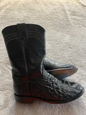 Justin’s Boots Smooth Ostrich Roper Men’s  7.5  B    Black     J90104