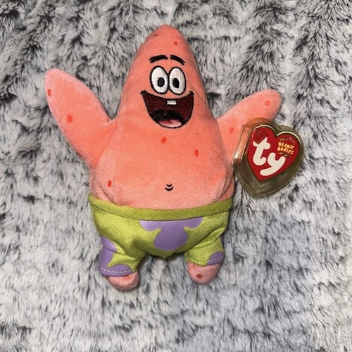 PATRICK STAR • Vintage 2004 TY Beanie Baby Plush Spongebob Squarepants w/Tags 7"
