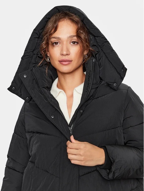 CK Calvin Klein Black Padded Puffer Coat Jacket Mid Length - Size XL - RRP £260 image 9