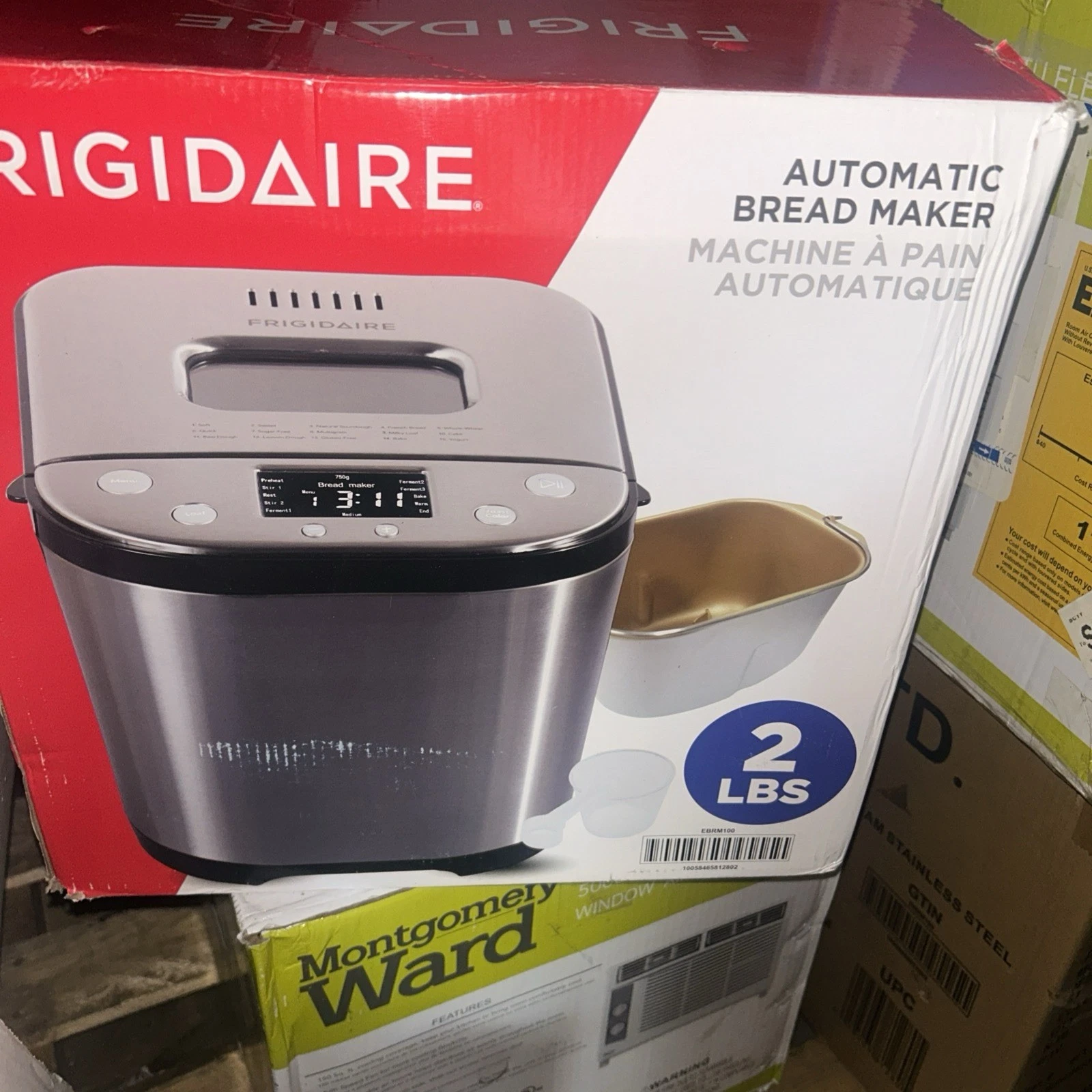 Frigidaire EBRM100 2LB Stainless Steel Bread Maker 15 Programs LCD Display