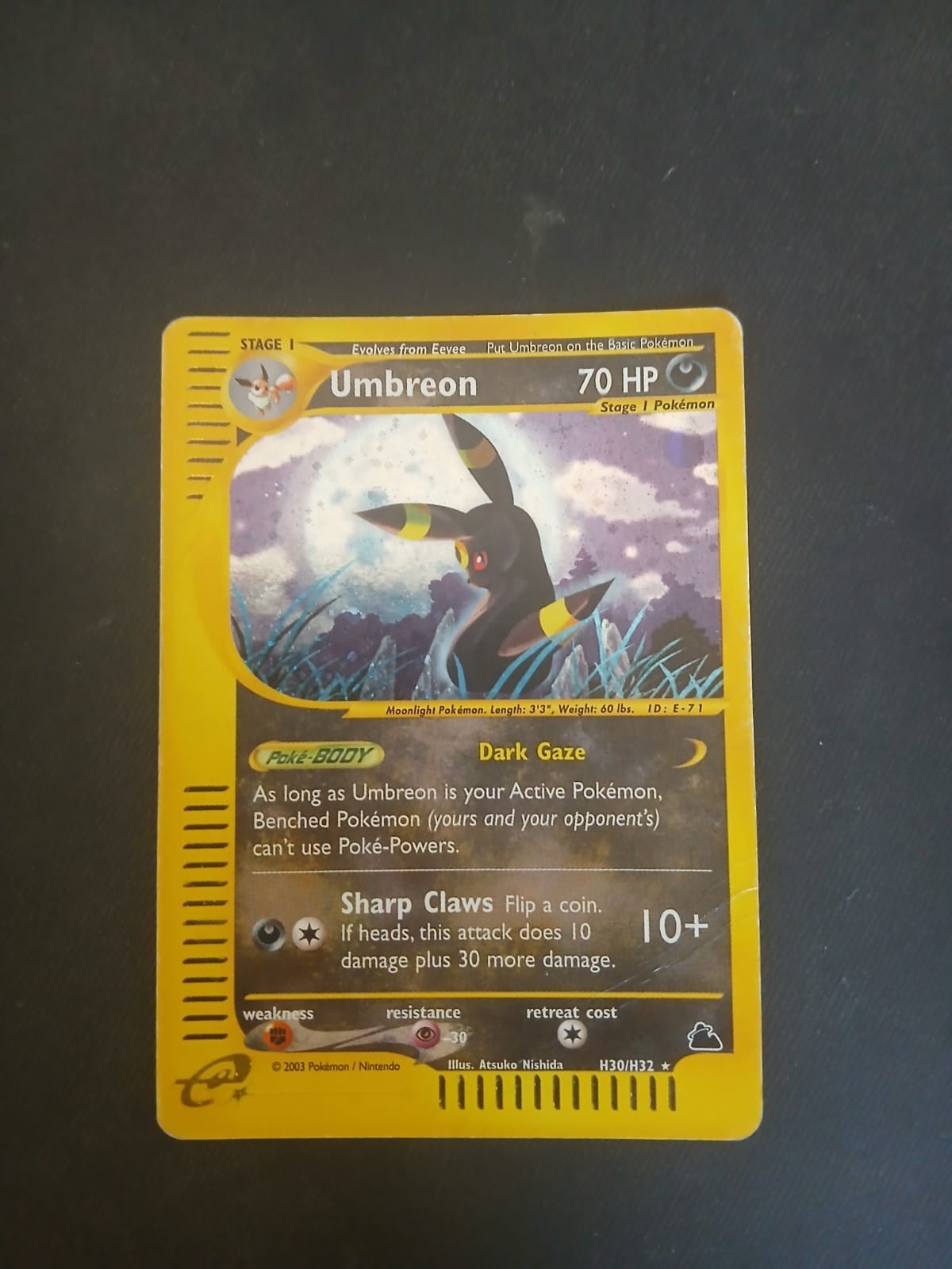 Pokemon Card 2003 Skyridge Umbreon Holo ENG H30/H32 WOTC E-Reader Series HP
