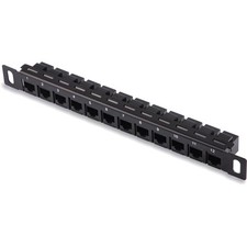 12-Port Cat6 Patchpanel Schwarz 0,5U 10 Zoll ...