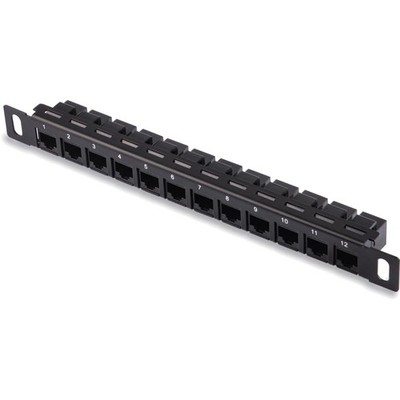12-Port Cat6 Patchpanel Schwarz 0,5U 10 Zoll RackMontage Netzwerkserver Geräte
