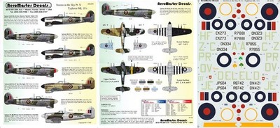Aeromaster Decals 1/48 Typhoon Mk.Ib 181 183 195 197 451 609 Sqn RAE (RAF/RAAF)