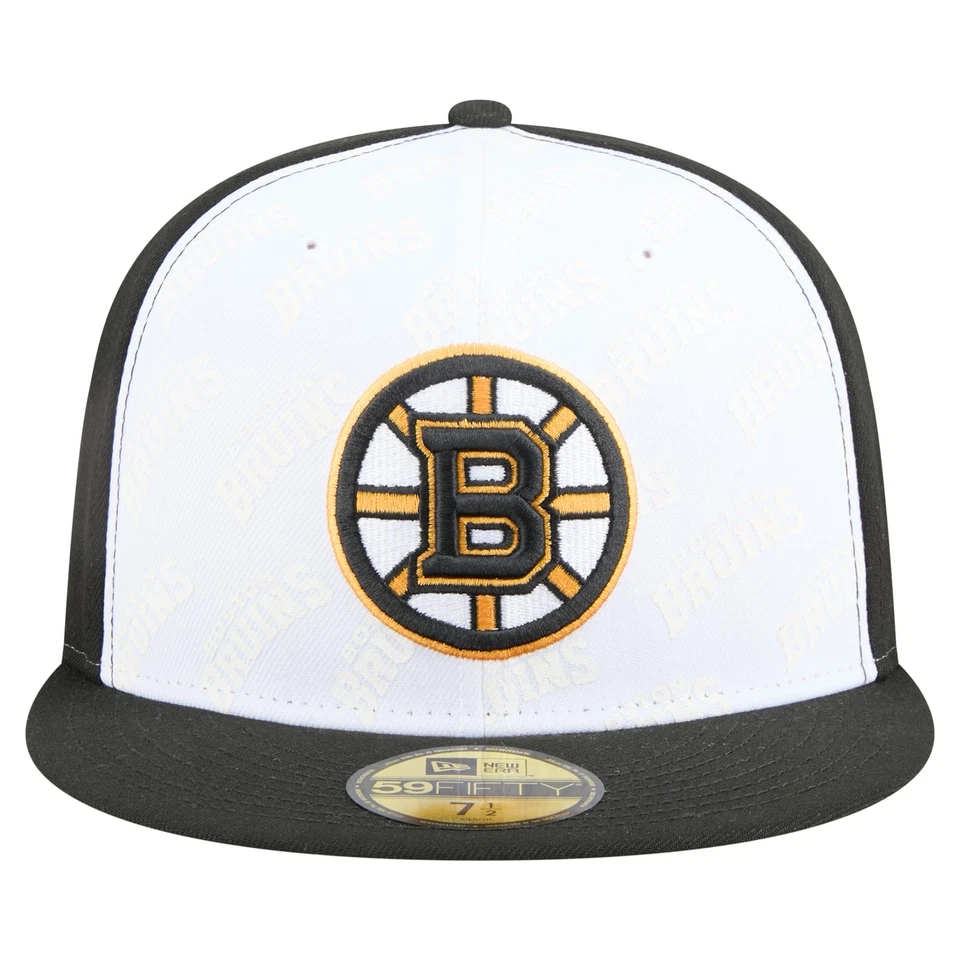 Men's New Era White/Black Boston Bruins Repeat Two-Tone 59FIFTY Fitted Hat - Image 2 of 4