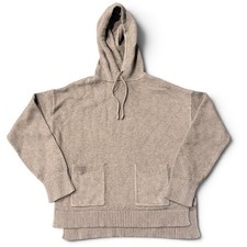 Brown Knit Hoodie Sweater Pockets Pullover Minimalist Casual Lounge Cozy Layer