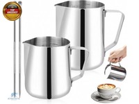 MilchkäNnchen Edelstahl, 2 StüCk MilchschaumkäNnchen 350Ml Und 600Ml, Silber Mi