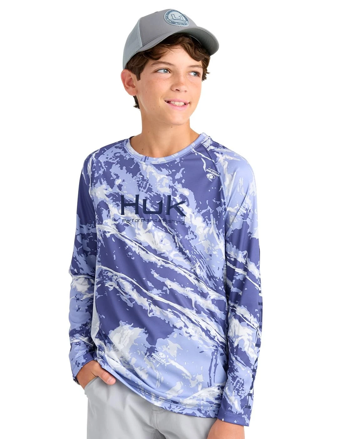 Kids Pursuit Pattern Long Sleeve Shirt, Fishing Shirt for Kids, Skipper Blue,...