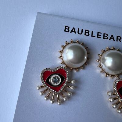 Baublebar New Pearl Crystal and Evil Eye Heart Earring Set