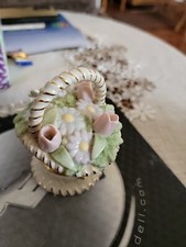 Lenox Treasures  Basket Of Blossoms  Exclusive Ed. Trinket Box Butterfly Charm