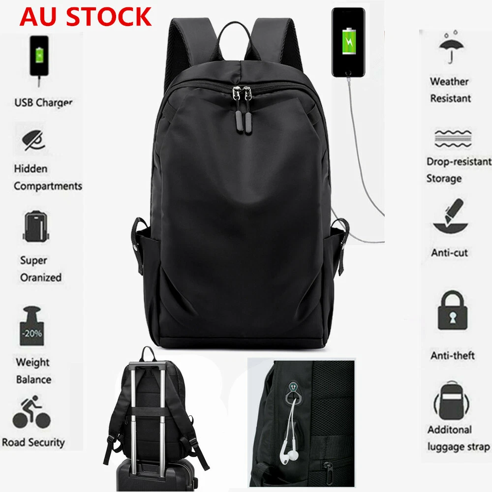Waterproof Anti theft Unisex Laptop Backpack Travel School Bag USB