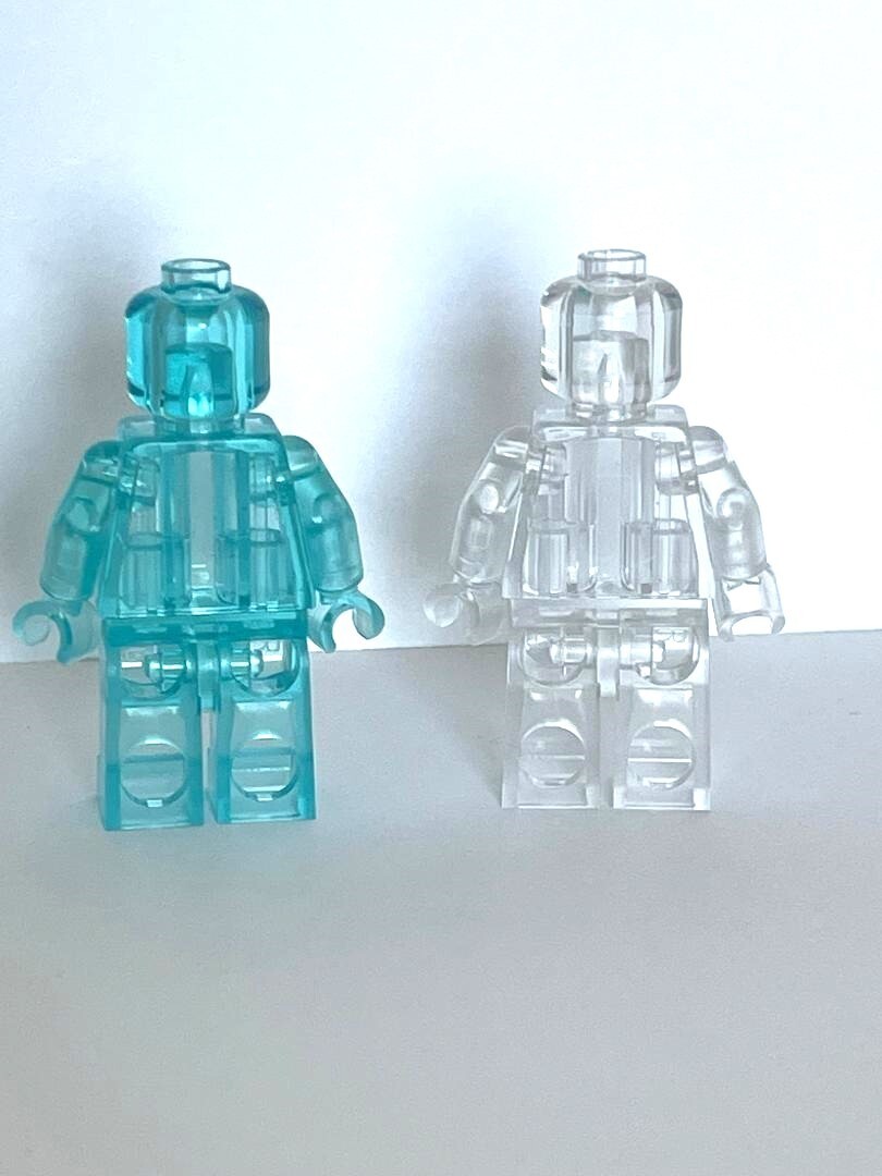 New RARE Lego Trans Clear and Trans Light Blue Monochrome mini figures