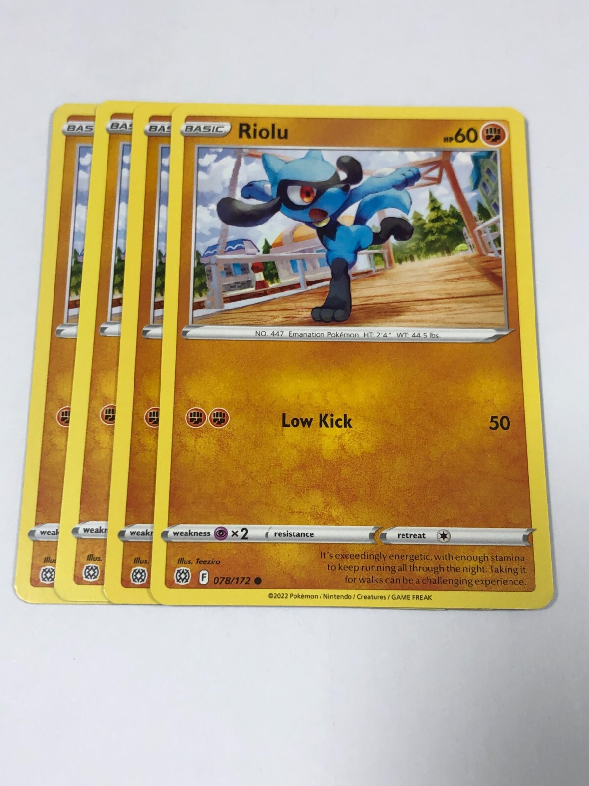 Pokemon Card Brilliant Stars 4x Playset Riolu 078/172 NM