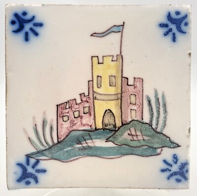 Vtg FABRICA SANT'ANNA Hand Painted WINE CHEESE NUTS Tiles 5.5'' LISBOA PORTUGAL