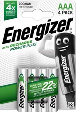 4 x ENERGIZER AAA 700mAh RECHARGEABLE BATTERIES POWER PLUS 2.06 per battery