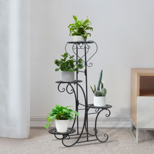 4 Tier Metal Flower Pot Plant Stand Display Shelf Multilayer Rack Indoor Outdoor - Afbeelding 1 van 8