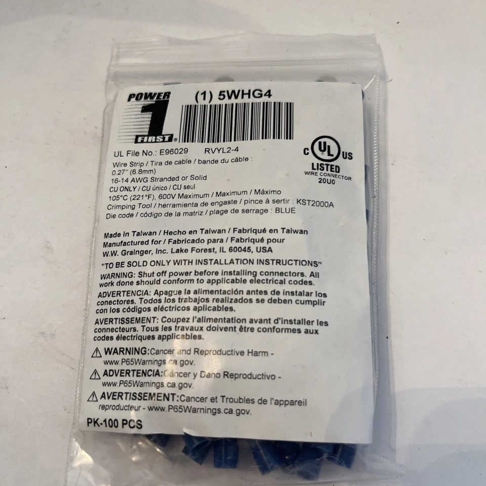 Power First 5Whg4 16-14 Awg Vinyl Ring Terminal #8 Stud Pk100 - Image 2 of 2