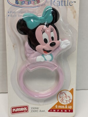 Playskool Minnie Mouse Happy Pal Rattle Disney Babies Baby 1995 Pink Vintage NOS
