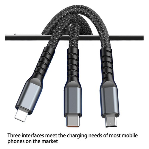 -1 do 3 Kabel szybkiego ładowania Cyfrowy wyświetlacz Threeinone Kabel ładujący - Zdjęcie 6 z 8