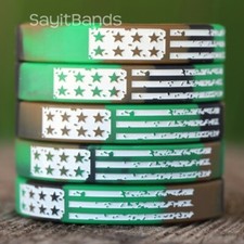 5 Camo Vintage Flag Debossed Color Filled Silicone Wristband Bracelets