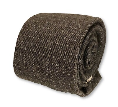 Frederick Thomas Designer Silber Grau & Weiß Pin Spot Leinen Herren Krawatte