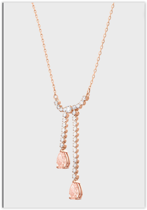 NWT Swarovski VINTAGE Y necklace, Pink & white crystal, Rose gold