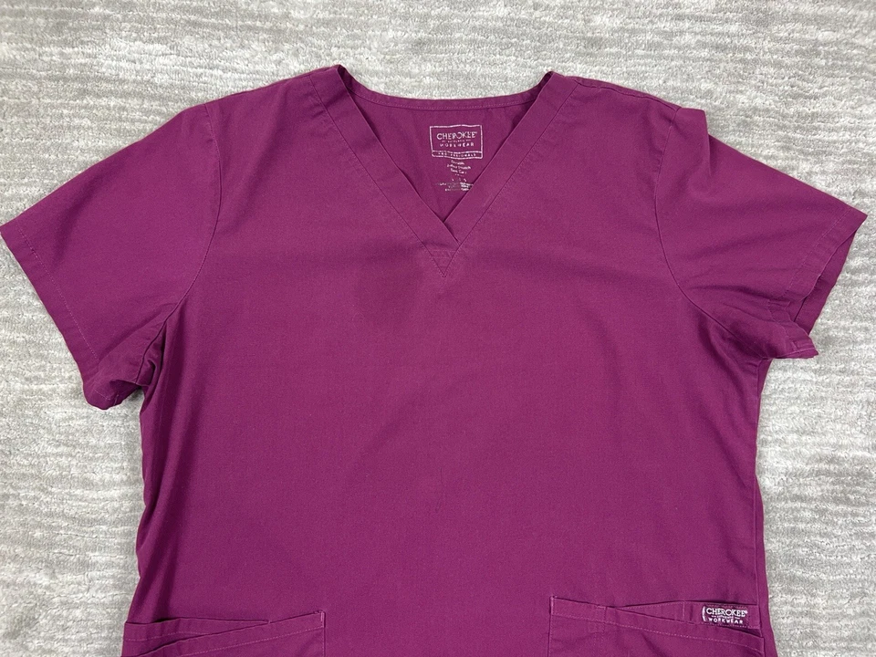 Blusa Médica Cherokee Adulto Grande Roja 2 Vías Elastizada Ropa de Trabajo Manga Corta Foto 2 de 4