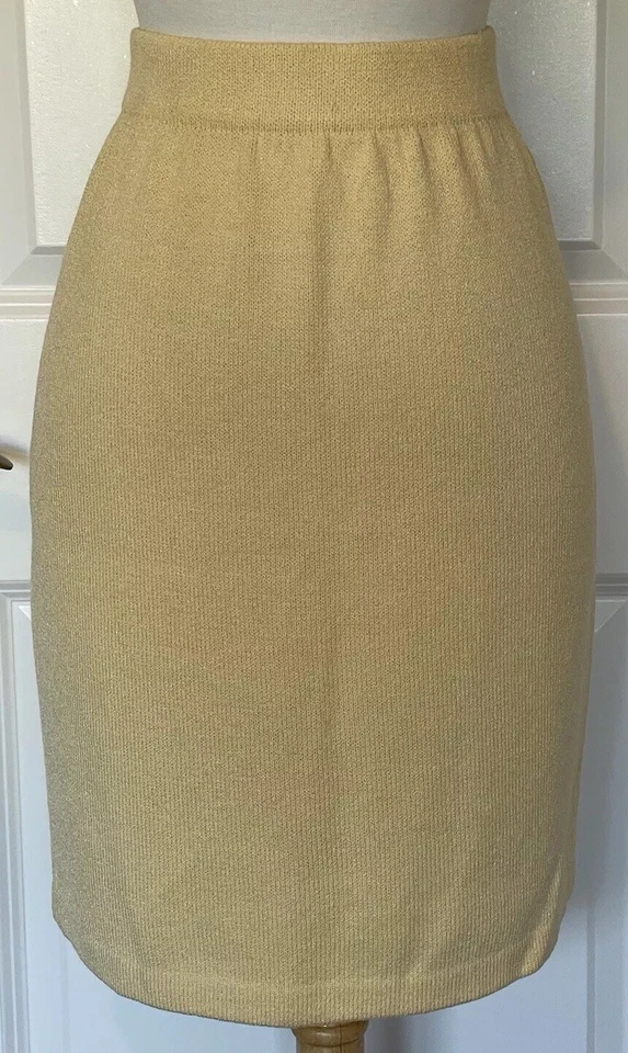 St John Light Yellow Knit Straight Skirt ~Sz 12~ ONE OF A KIND~ - Image 4 of 4