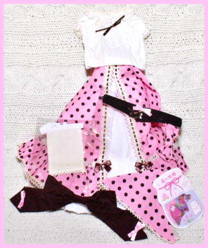 BJD Volks Super Dollfie Dream DD Pink Polka Dot Dealer Dress Skirt Apron Outfit - Picture 1 of 8