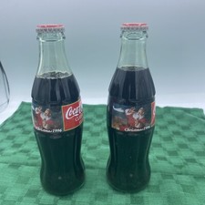 Lot Of 2-Christmas 1996 Coca Cola Classic Glass Bottle 8 FL OZ Unopened