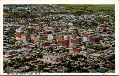Tulsa Oklahoma OK Aeroplane View Bldgs. & Business District Postcard Wpc3