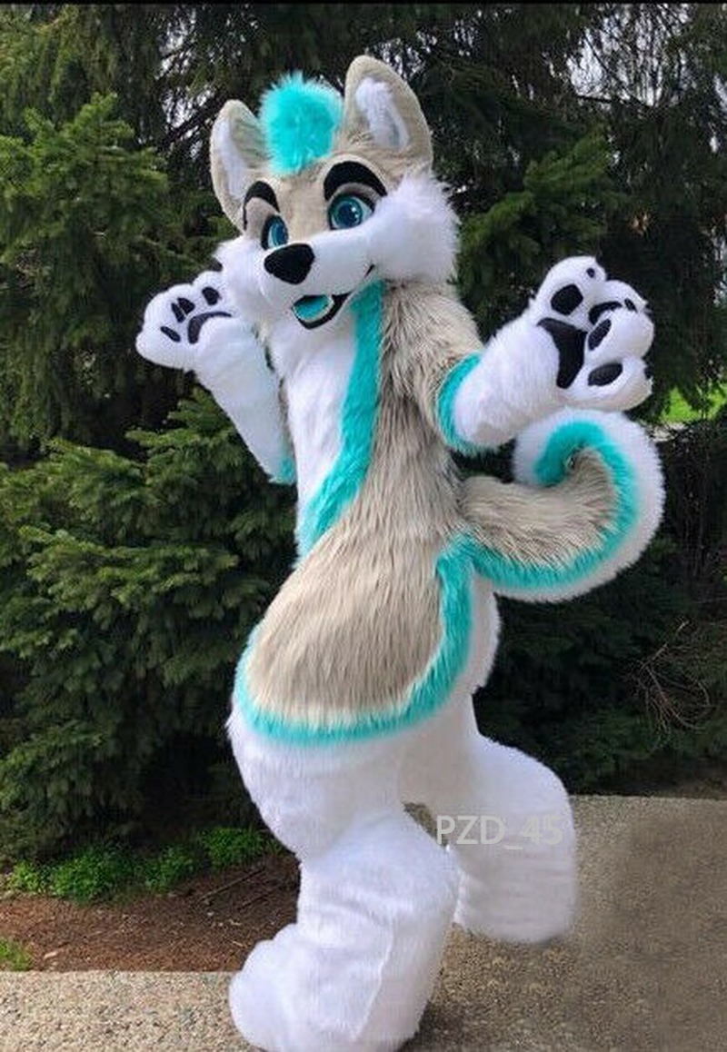 Long Fur Husky Dog Fox Mascot Costume Fursuit Halloween Suit