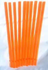 10 Orange Solid 9" Reusable Straws Replacement Straws + Brush BPA Free Dishwash