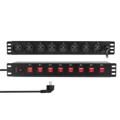 LOGILINK Steckdosenleiste PDU8D01, 8-fach, 19'', einzeln schaltbar, schwarz