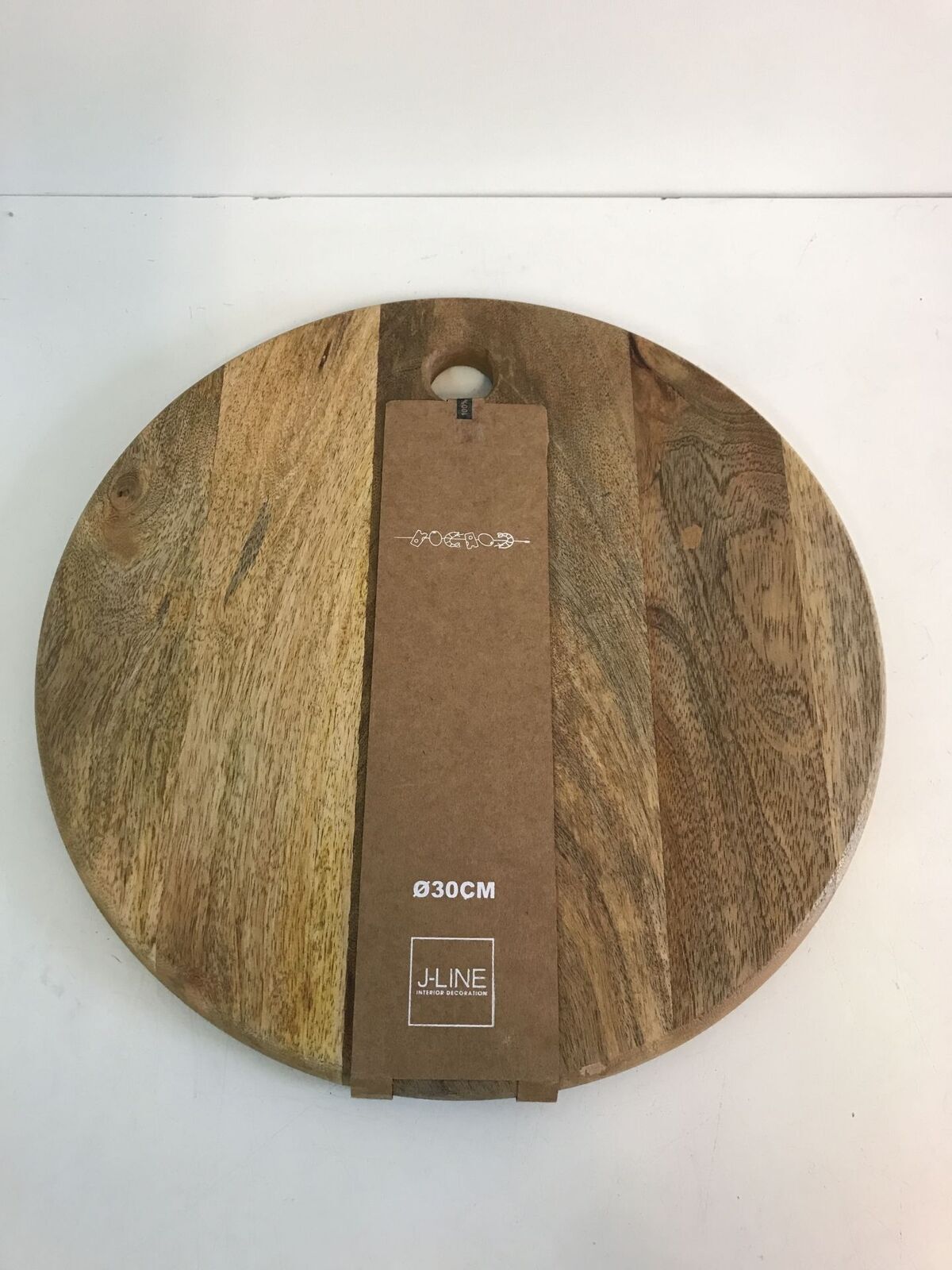 Tabla de cortar redonda J-Line - madera de mango - natural