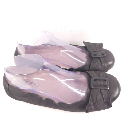 ABEO System Tabitha Flats Size Narrow Black Arch Support  Buckle Bow