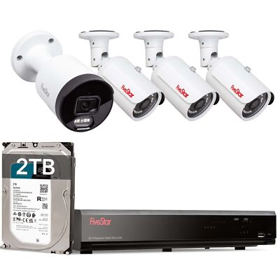 8CH NVR 5MP 4 Security Camera System  Outdoor IP 2 Way Audio  with 2TB HDD IP66