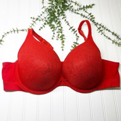 Cacique Lane Bryant Red Lace Boost Plunge Underwire Bra