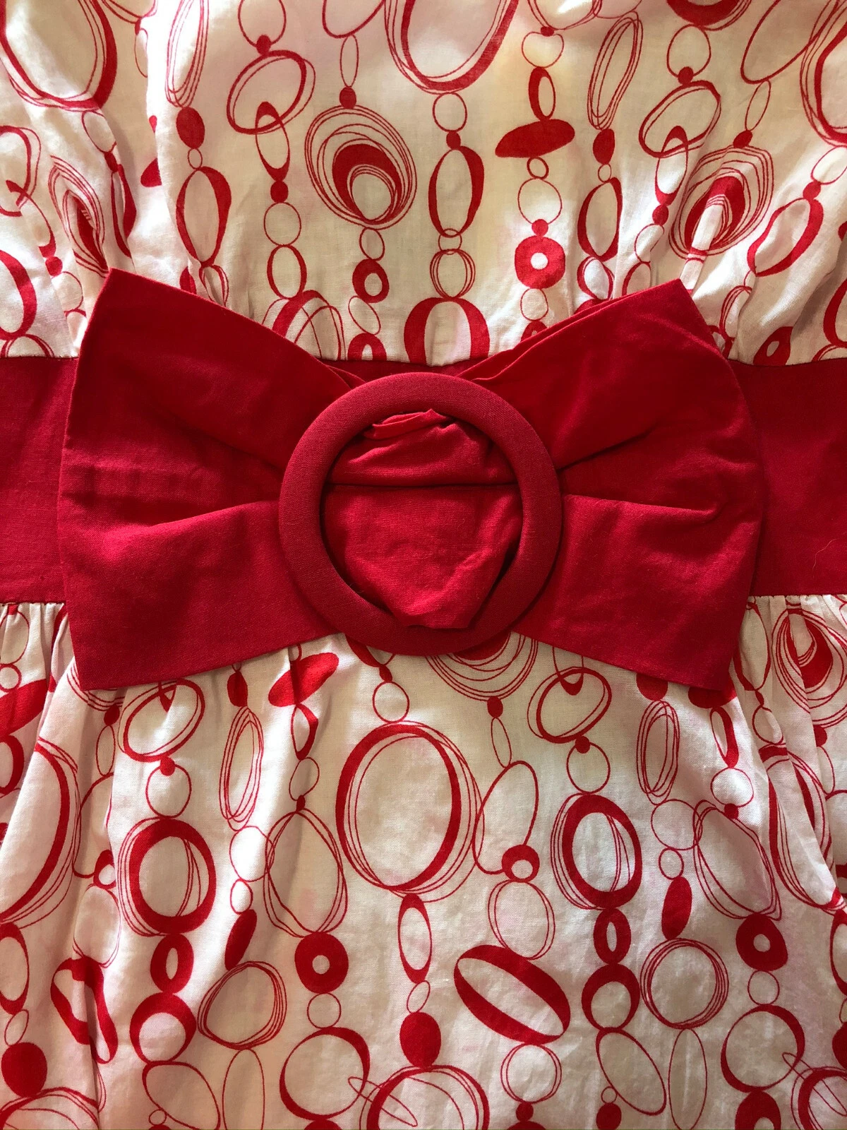 OFF WHITE Abito senza maniche DVDN rosso sporco bianco vita con fiocco orlo a bolla completamente foderato taglia S