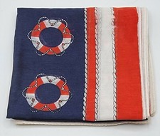 Ceggali Creazione Scarf Vintage Red White Blue Nautical Ocean Made in Japan