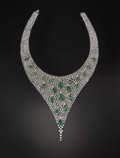 Spectacular Green Emerald Drops Lab-Created Diamonds Premium Women's Necklace