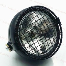 Faro Fanale Nero Cafè Racer CON GRIGLIA MOTO GUZZI BMW Scrambler Custom BOBBER 
