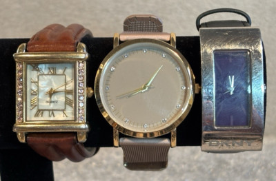 (3) Designer Womens Working Lot Watches. DKYN New Batteries Purple Pink Brown