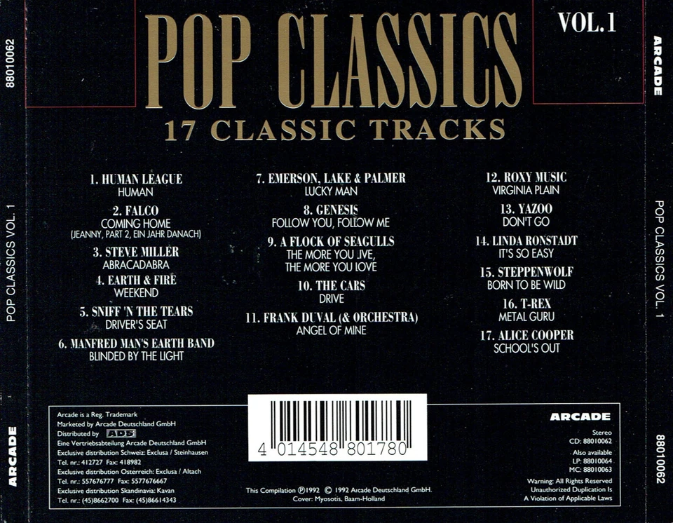 (CD) Pop Classics - Vol. 1 - Steve Miller, Falco, T-Rex, Yazoo, Genesis, u.a. - Bild 2 von 2