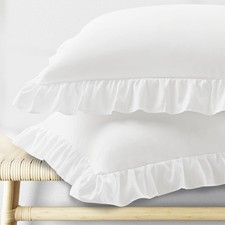 Ruffle Pillow Cases Standard Size Set of 2 Envelope Closure Wrinkle Resistant