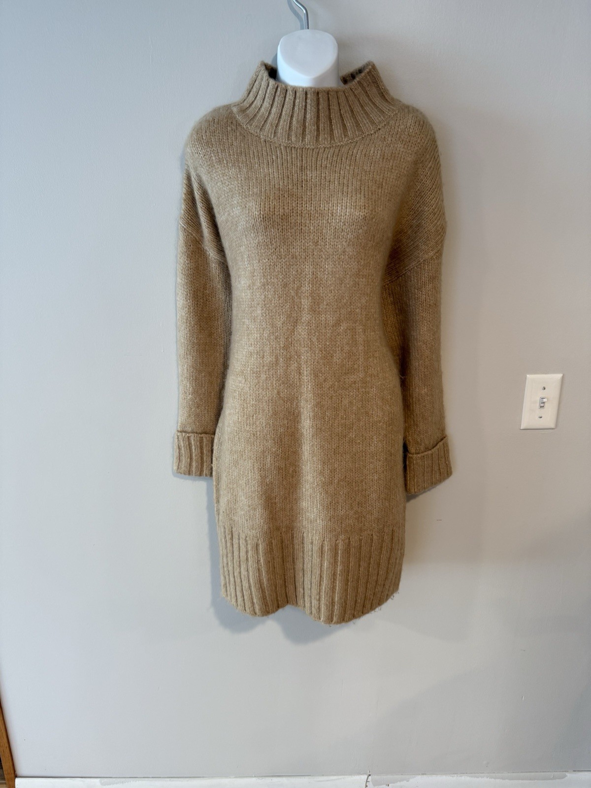 Express - Camel Colored Turtle Neck Sweater Dress… - image 1