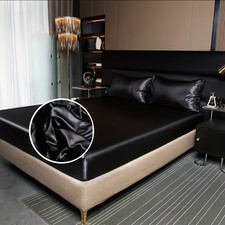 EXTRA DEEP 40cm Silk Satin 3PCS Fitted Sheet  & Pillow Case-SIngle,Double,King