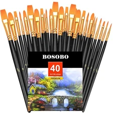 Paint Brushes Set 4 Pack 40 Pcs Round Pointed Tip Paintbrushes Nylon Hair Art...